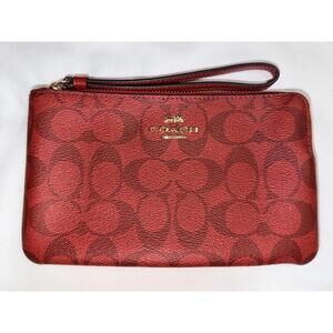 Coach Large Corner Zip Wristlet in Signature Canvas Red